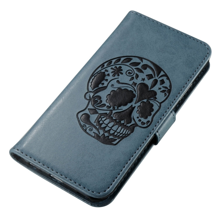 For Huawei P10 Skull Pressed Flowers Pattern Horizontal Flip Leather Case with Holder & Card Slots & Wallet & Lanyard