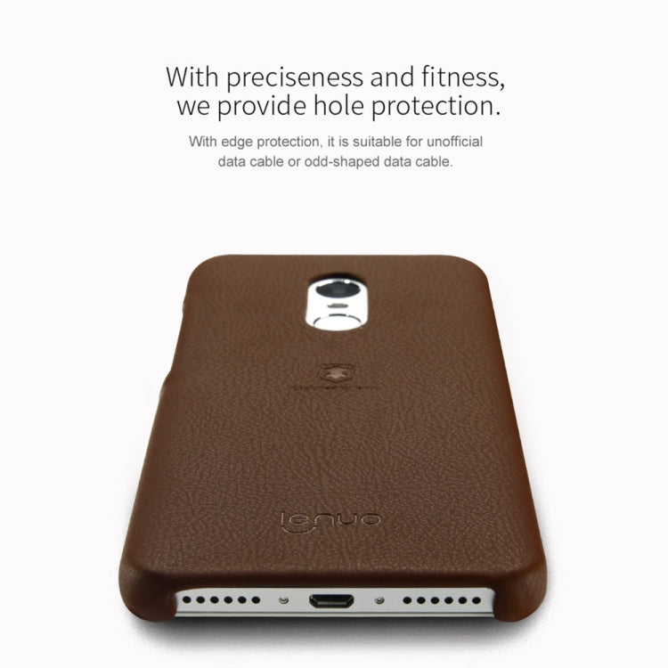 Lenuo for Xiaomi Redmi Note 4 Litchi Texture PU + PC Paste Skin Protective Case