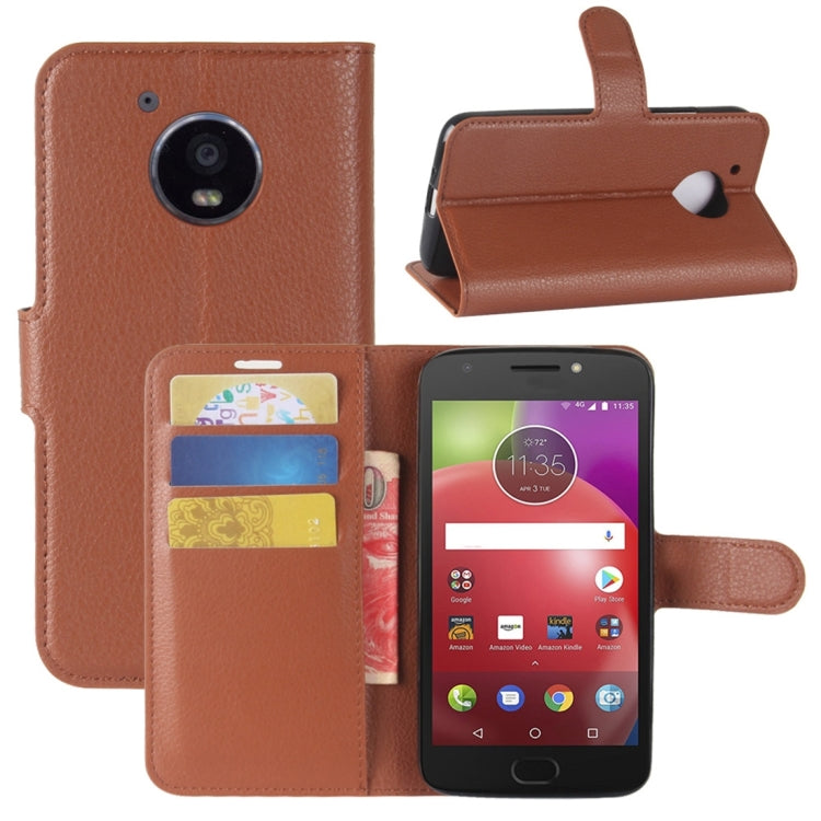 For Motorola Moto E4 (US Version) Litchi Texture Horizontal Flip Leather Case with Holder & Card Slots & Wallet