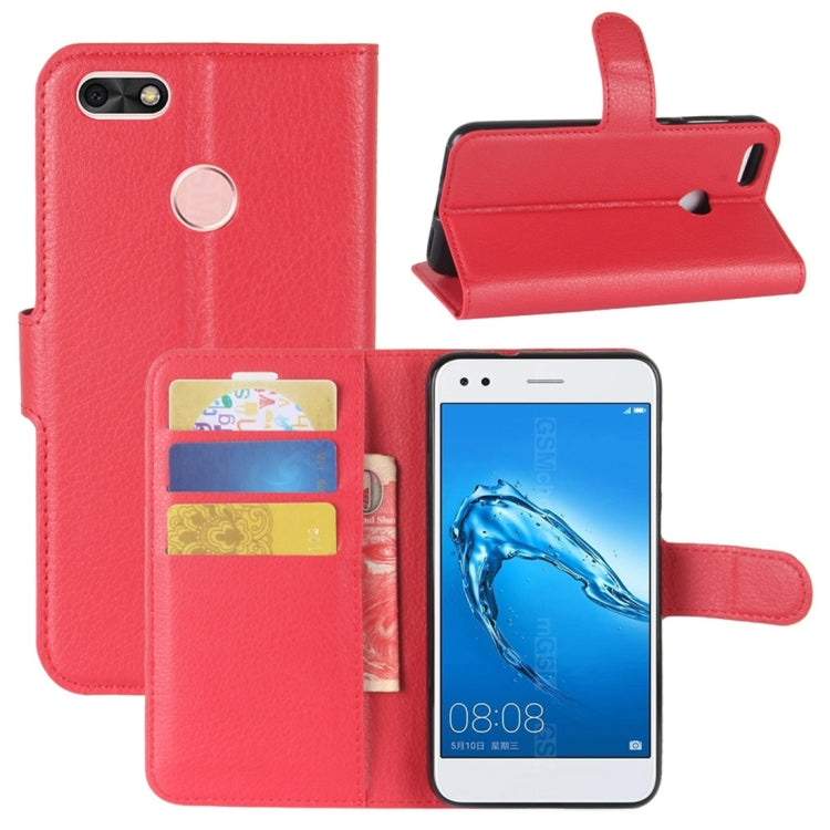 For Huawei Enjoy 7 Litchi Texture Horizontal Flip Leather Case with Holder & Card Slots & Wallet
