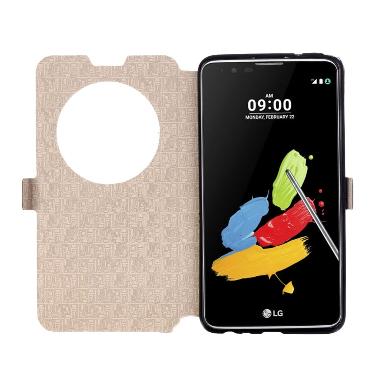 For LG Stylus 2 Horizontal Flip Leather Case with Call Display ID & Holder