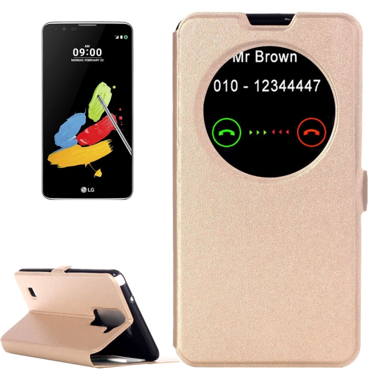 For LG Stylus 2 Horizontal Flip Leather Case with Call Display ID & Holder