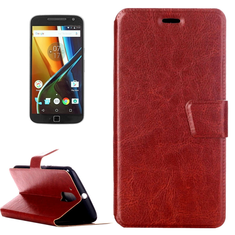 For Motorola Moto G4 Plus Crazy Horse Texture Horizontal Flip Leather Case with Holder & Card Slots