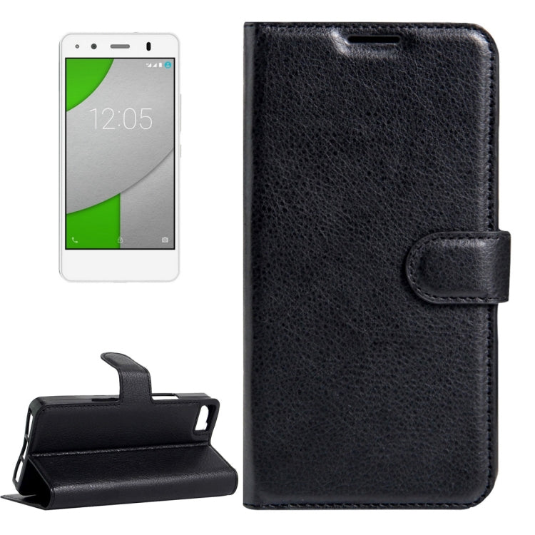 For BQ Aquaris A4.5 Litchi Texture Horizontal Flip Leather Case with Magnetic Buckle & Holder & Card Slots & Wallet