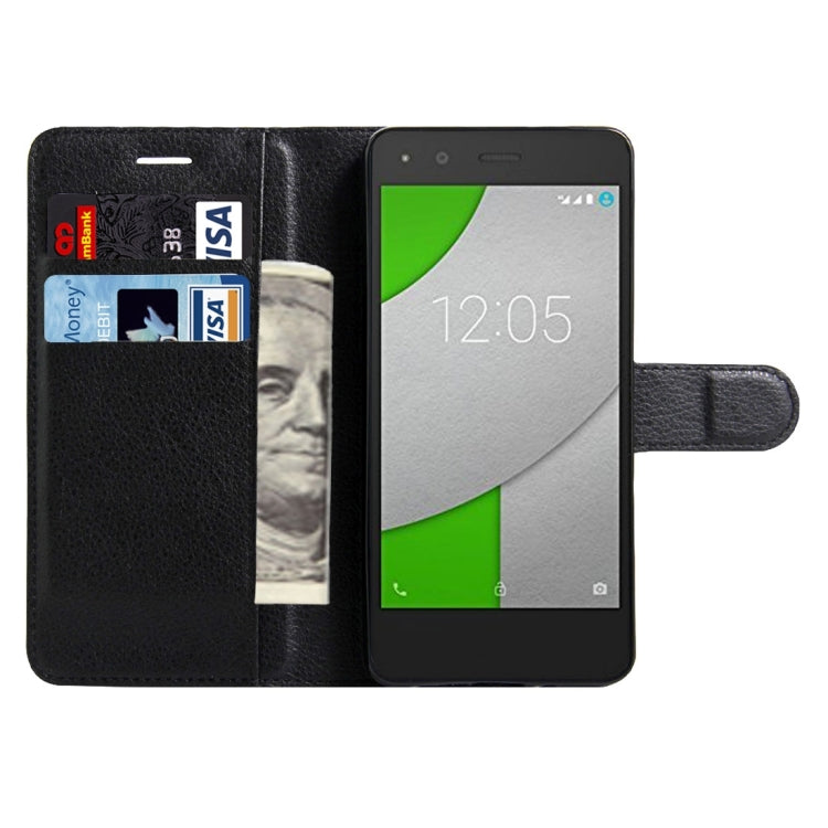 For BQ Aquaris A4.5 Litchi Texture Horizontal Flip Leather Case with Magnetic Buckle & Holder & Card Slots & Wallet