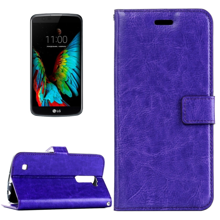 For LG K10 Crazy Horse Texture Horizontal Flip Leather Case with Magnetic Buckle & Holder & Card Slots & Wallet & Photo Frame