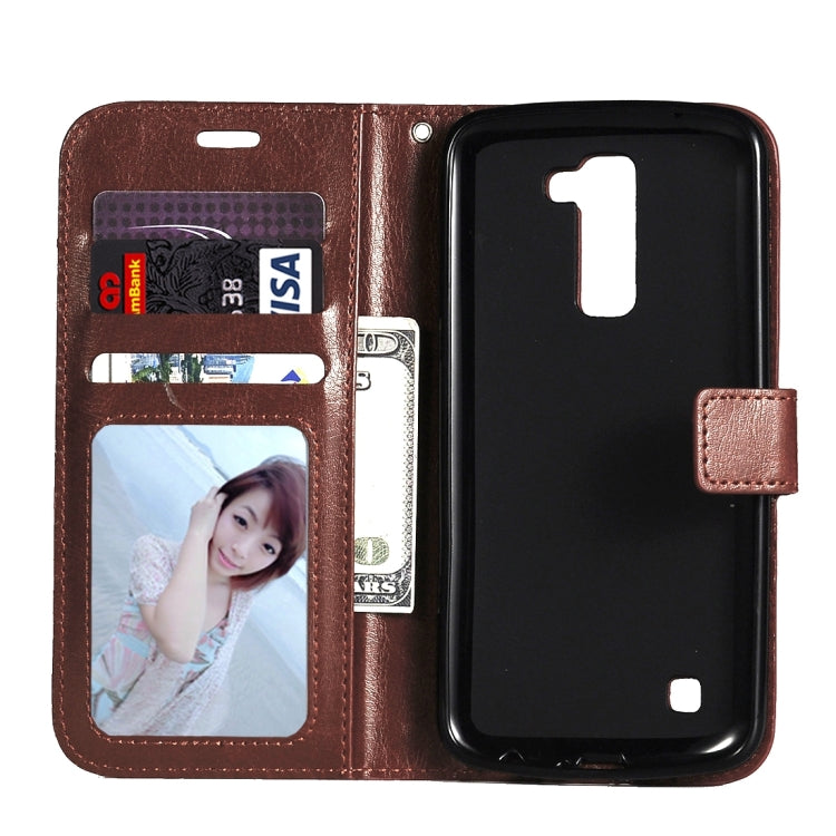 For LG K10 Crazy Horse Texture Horizontal Flip Leather Case with Magnetic Buckle & Holder & Card Slots & Wallet & Photo Frame