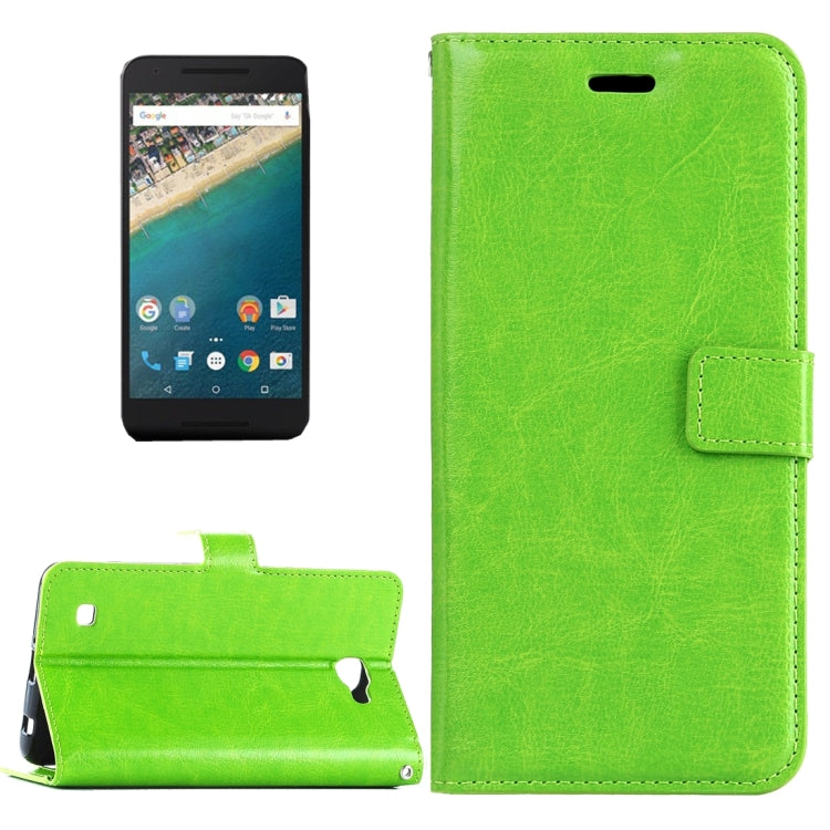 For Google Nexus 5X Crazy Horse Texture Horizontal Flip Leather Case with Magnetic Buckle & Holder & Card Slots & Wallet & Photo Frame