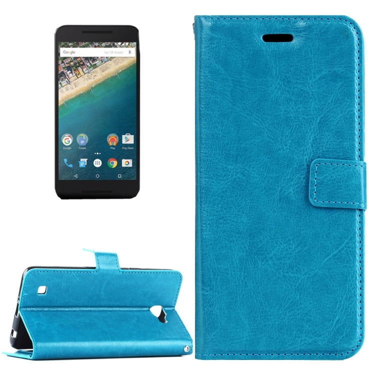 For Google Nexus 5X Crazy Horse Texture Horizontal Flip Leather Case with Magnetic Buckle & Holder & Card Slots & Wallet & Photo Frame