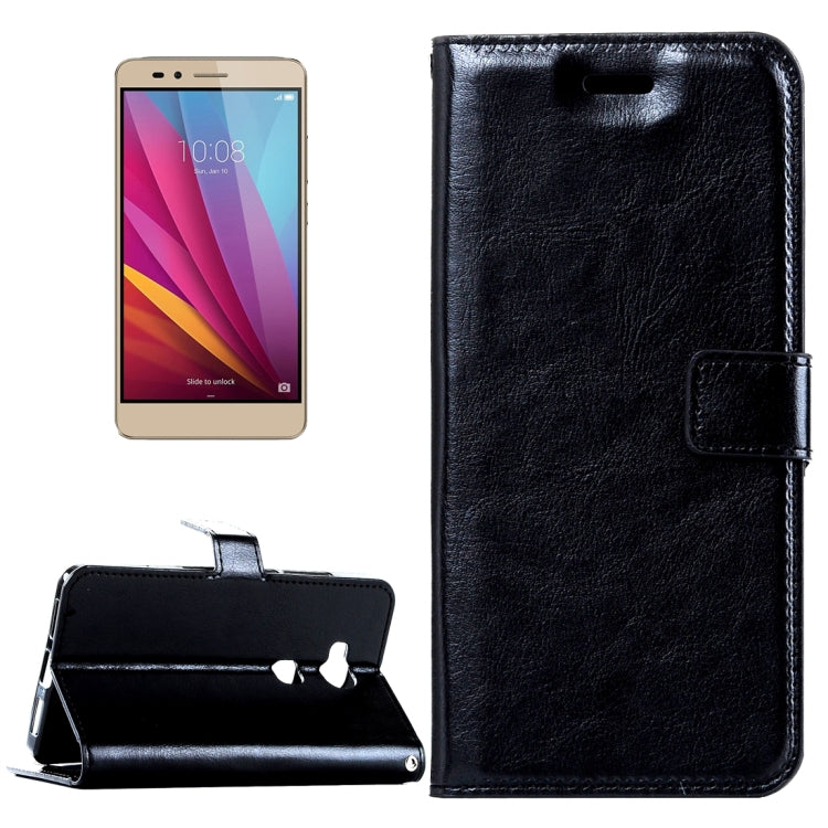 For Huawei Honor 5X Crazy Horse Texture Horizontal Flip Leather Case with Magnetic Buckle & Holder & Card Slots & Wallet & Photo Frame