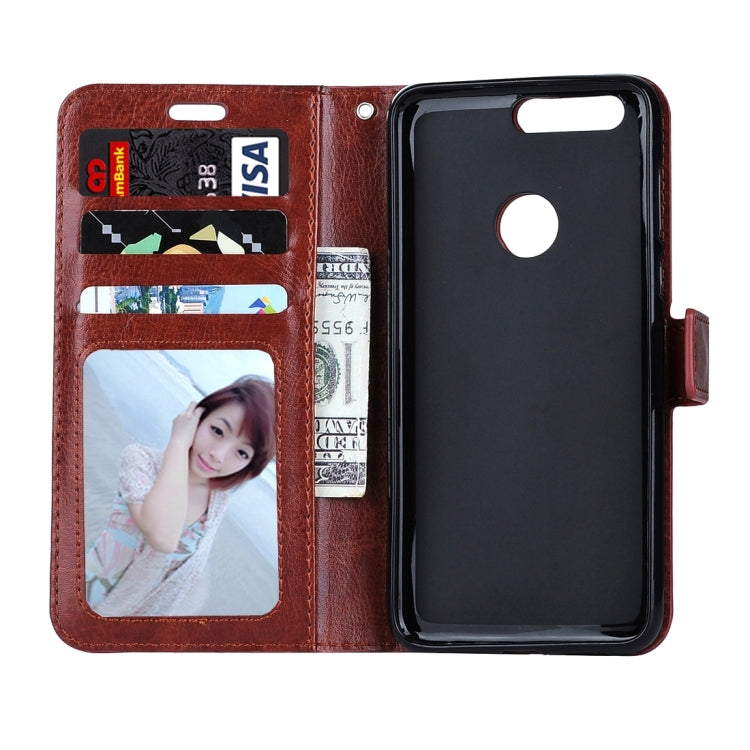 For Huawei Honor 8 Crazy Horse Texture Horizontal Flip Leather Case with Magnetic Buckle & Holder & Card Slots & Wallet & Photo Frame