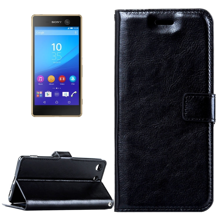 For Sony Xperia M5 Crazy Horse Texture Horizontal Flip Leather Case with Magnetic Buckle & Holder & Card Slots & Wallet & Photo Frame