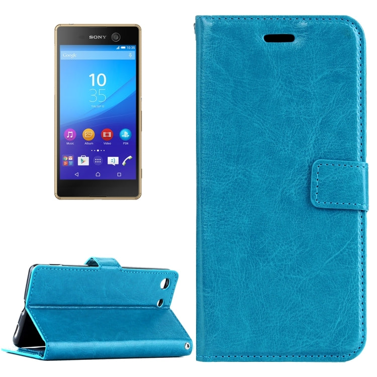 For Sony Xperia M5 Crazy Horse Texture Horizontal Flip Leather Case with Magnetic Buckle & Holder & Card Slots & Wallet & Photo Frame