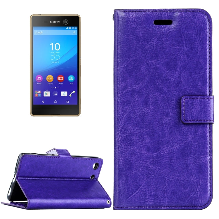 For Sony Xperia M5 Crazy Horse Texture Horizontal Flip Leather Case with Magnetic Buckle & Holder & Card Slots & Wallet & Photo Frame