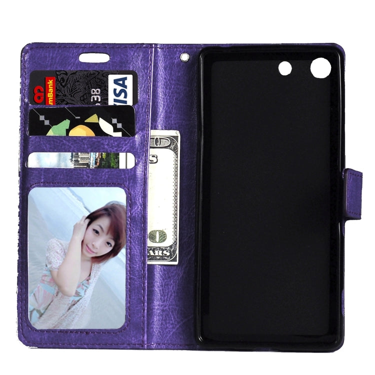 For Sony Xperia M5 Crazy Horse Texture Horizontal Flip Leather Case with Magnetic Buckle & Holder & Card Slots & Wallet & Photo Frame