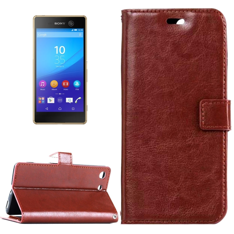 For Sony Xperia M5 Crazy Horse Texture Horizontal Flip Leather Case with Magnetic Buckle & Holder & Card Slots & Wallet & Photo Frame