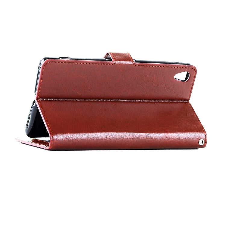 For Sony Xperia E5 Crazy Horse Texture Horizontal Flip Leather Case with Magnetic Buckle & Holder & Card Slots & Wallet & Photo Frame