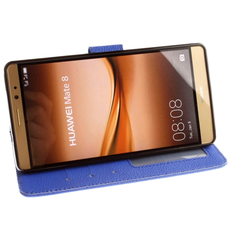 For Huawei Mate 8 Litchi Texture Horizontal Flip Leather Case with Magnetic Buckle & Holder & Card Slots & Wallet & Photo Frame & Lanyard