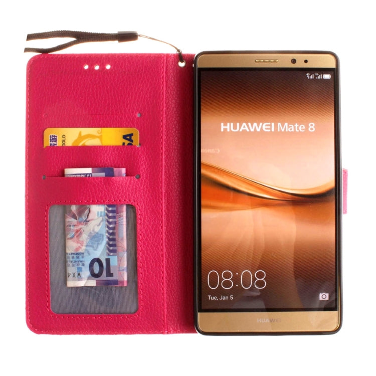 For Huawei Mate 8 Litchi Texture Horizontal Flip Leather Case with Magnetic Buckle & Holder & Card Slots & Wallet & Photo Frame & Lanyard