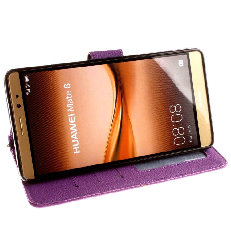 For Huawei Mate 8 Litchi Texture Horizontal Flip Leather Case with Magnetic Buckle & Holder & Card Slots & Wallet & Photo Frame & Lanyard