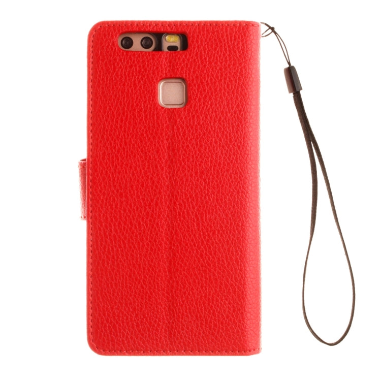 For Huawei P9 Litchi Texture Horizontal Flip Leather Case with Magnetic Buckle & Holder & Card Slots & Wallet & Photo Frame & Lanyard