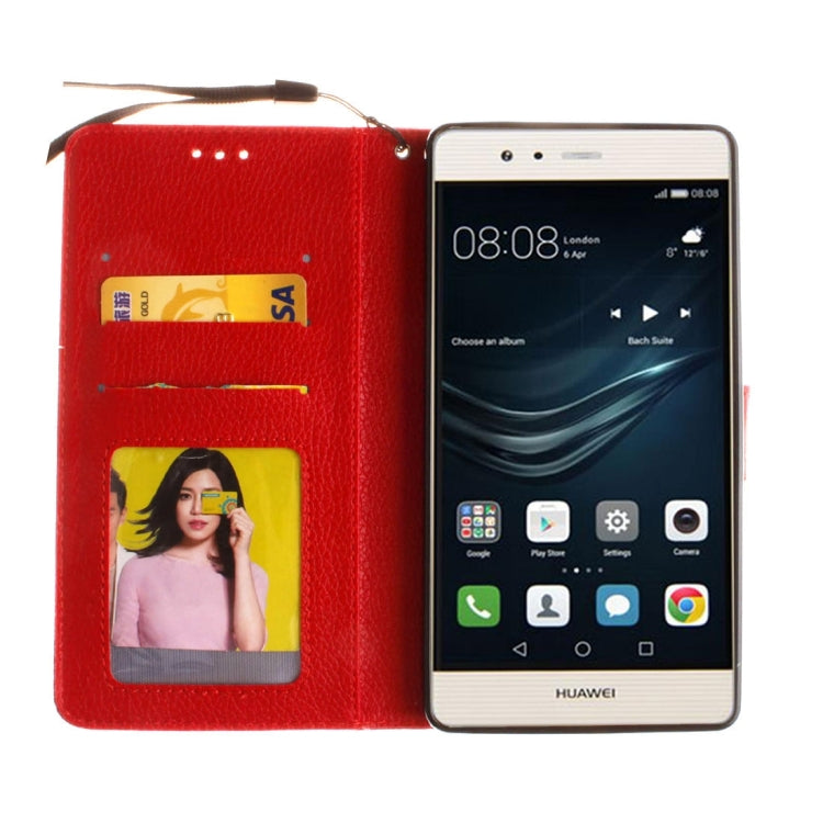For Huawei P9 Litchi Texture Horizontal Flip Leather Case with Magnetic Buckle & Holder & Card Slots & Wallet & Photo Frame & Lanyard
