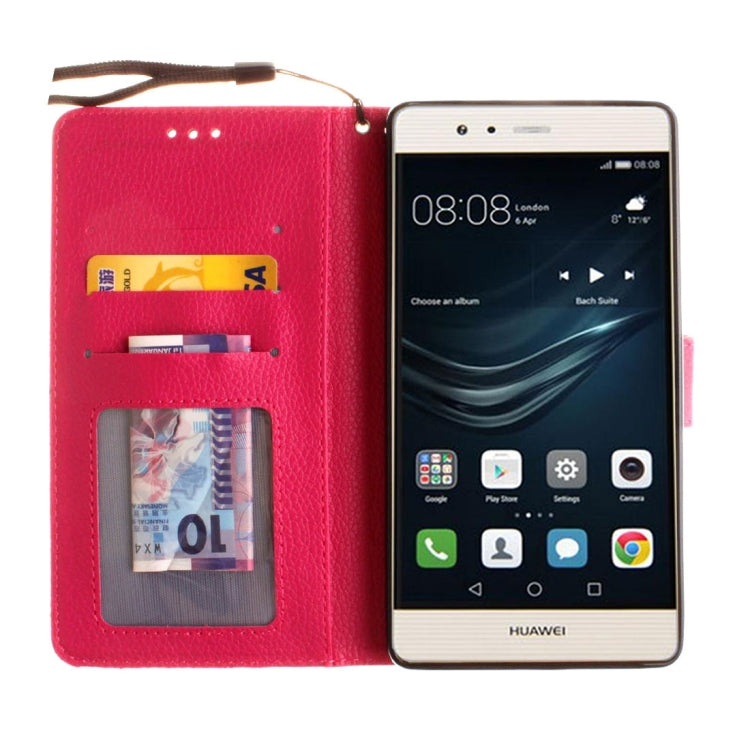 For Huawei P9 Lite Litchi Texture Horizontal Flip Leather Case with Magnetic Buckle & Holder & Card Slots & Wallet & Photo Frame & Lanyard