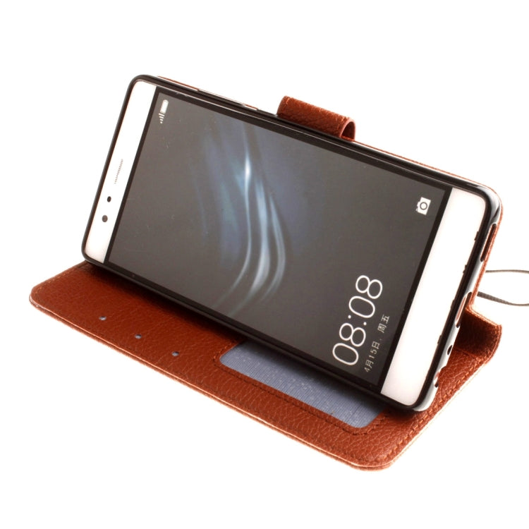 For Huawei P9 Lite Litchi Texture Horizontal Flip Leather Case with Magnetic Buckle & Holder & Card Slots & Wallet & Photo Frame & Lanyard