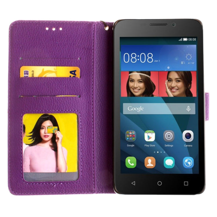 For Huawei Y5 / Y560 Litchi Texture Horizontal Flip Leather Case with Magnetic Buckle & Holder & Card Slots & Wallet & Photo Frame & Lanyard