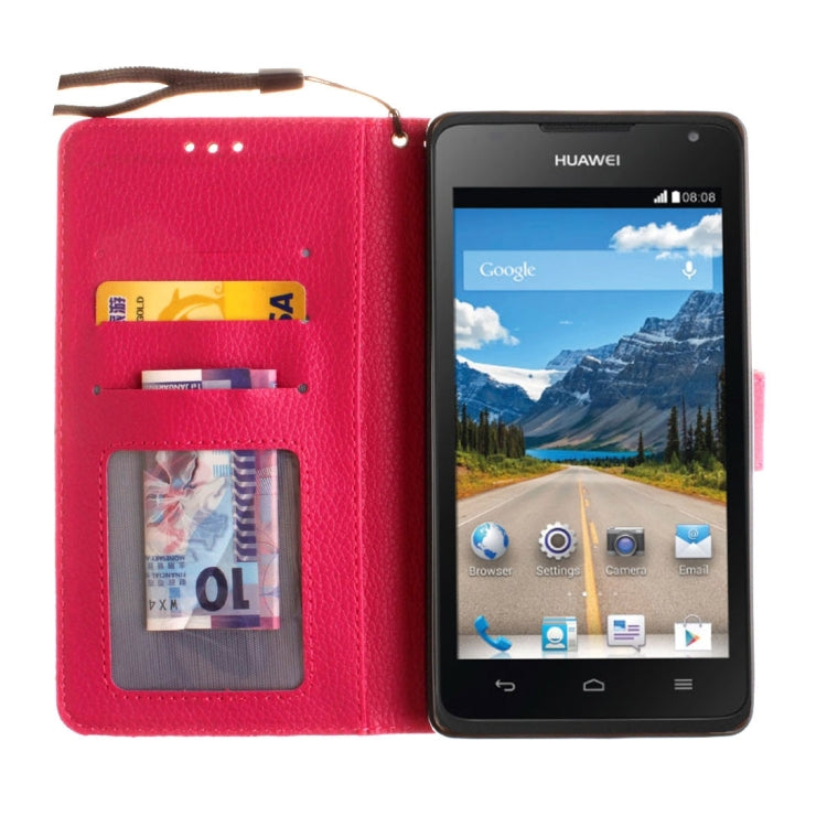 For Huawei Ascend Y530 Litchi Texture Horizontal Flip Leather Case with Magnetic Buckle & Holder & Card Slots & Wallet & Photo Frame & Lanyard