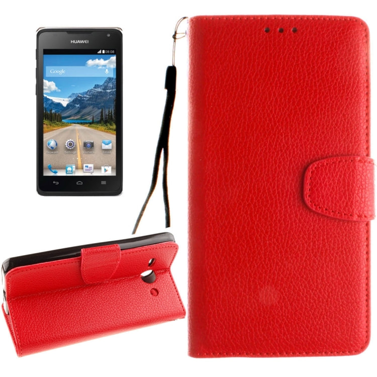 For Huawei Ascend Y530 Litchi Texture Horizontal Flip Leather Case with Magnetic Buckle & Holder & Card Slots & Wallet & Photo Frame & Lanyard