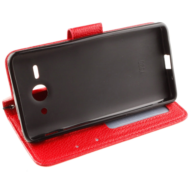 For Huawei Ascend Y530 Litchi Texture Horizontal Flip Leather Case with Magnetic Buckle & Holder & Card Slots & Wallet & Photo Frame & Lanyard