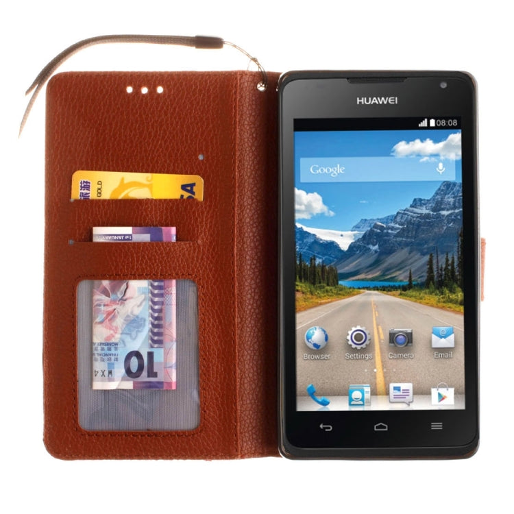 For Huawei Ascend Y530 Litchi Texture Horizontal Flip Leather Case with Magnetic Buckle & Holder & Card Slots & Wallet & Photo Frame & Lanyard