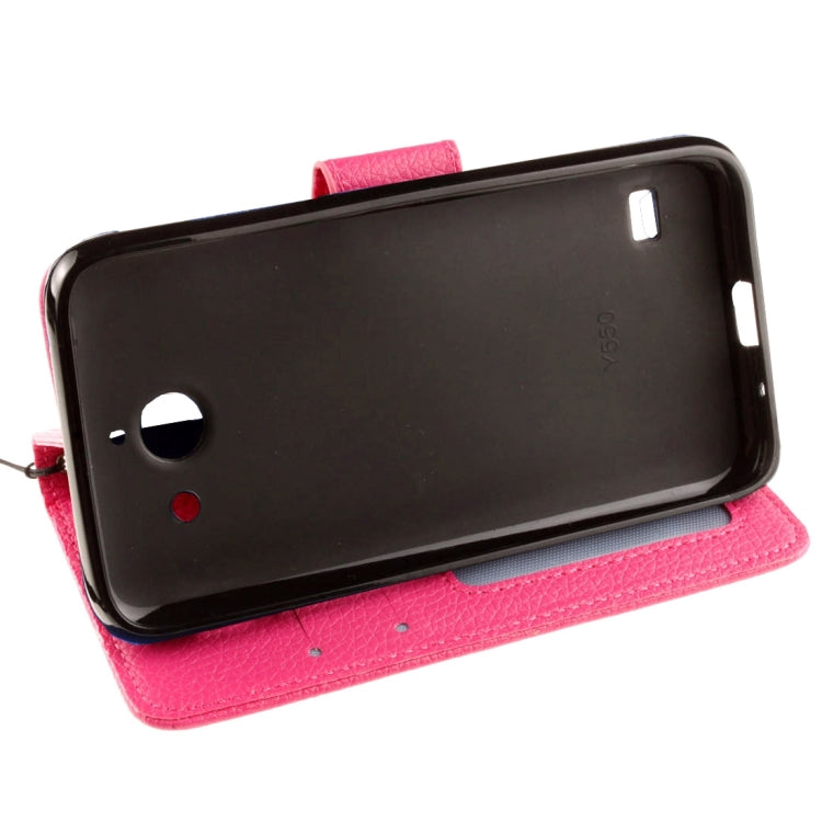 For Huawei Ascend Y550 Litchi Texture Horizontal Flip Leather Case with Magnetic Buckle & Holder & Card Slots & Wallet & Photo Frame & Lanyard