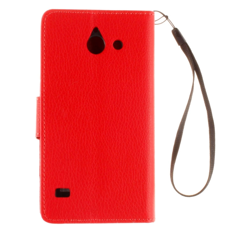 For Huawei Ascend Y550 Litchi Texture Horizontal Flip Leather Case with Magnetic Buckle & Holder & Card Slots & Wallet & Photo Frame & Lanyard