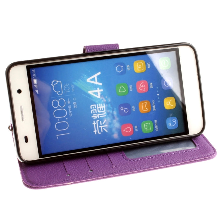 For Huawei Honor 4A & Y6 Litchi Texture Horizontal Flip Leather Case with Magnetic Buckle & Holder & Card Slots & Wallet & Photo Frame & Lanyard