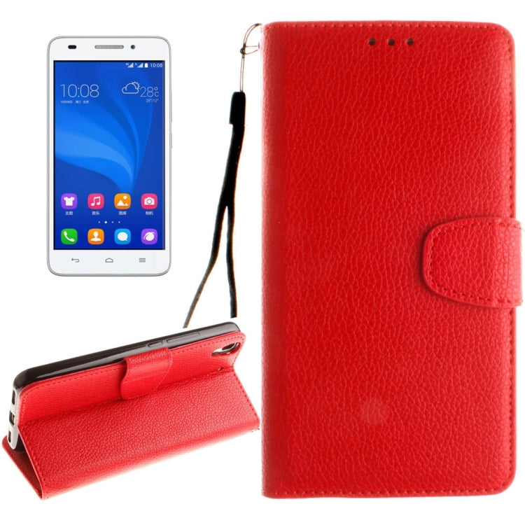 For Huawei Honor 4A & Y6 Litchi Texture Horizontal Flip Leather Case with Magnetic Buckle & Holder & Card Slots & Wallet & Photo Frame & Lanyard