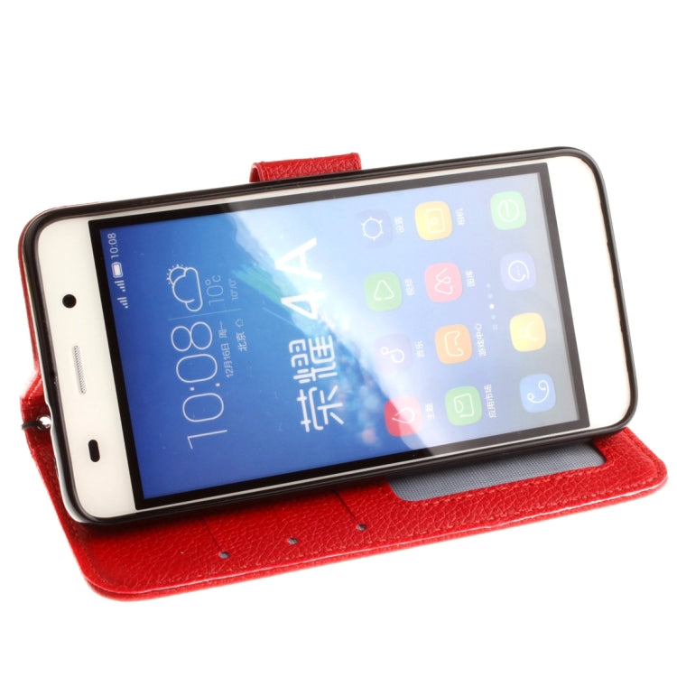 For Huawei Honor 4A & Y6 Litchi Texture Horizontal Flip Leather Case with Magnetic Buckle & Holder & Card Slots & Wallet & Photo Frame & Lanyard