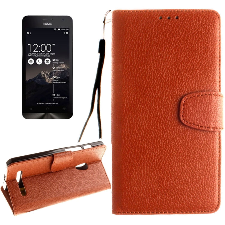 For ASUS ZenFone 5 Litchi Texture Horizontal Flip Leather Case with Magnetic Buckle & Holder & Card Slots & Wallet & Photo Frame & Lanyard