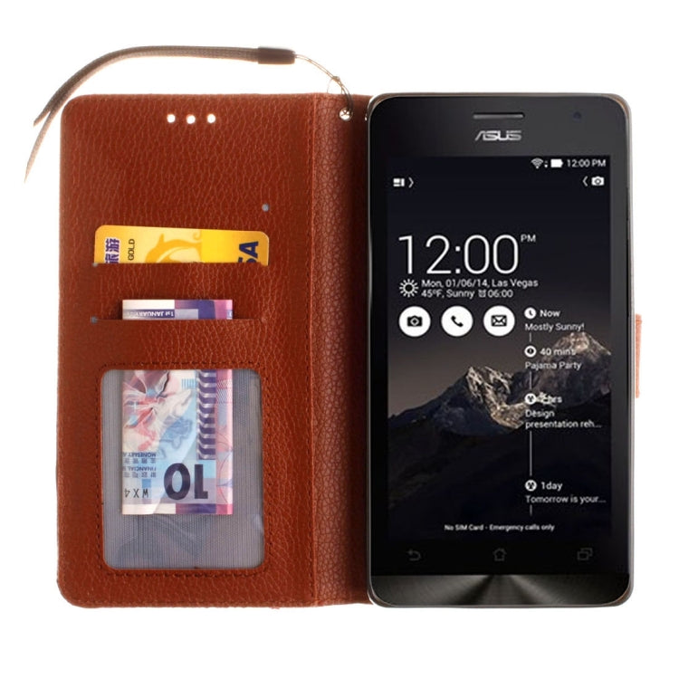 For ASUS ZenFone 5 Litchi Texture Horizontal Flip Leather Case with Magnetic Buckle & Holder & Card Slots & Wallet & Photo Frame & Lanyard