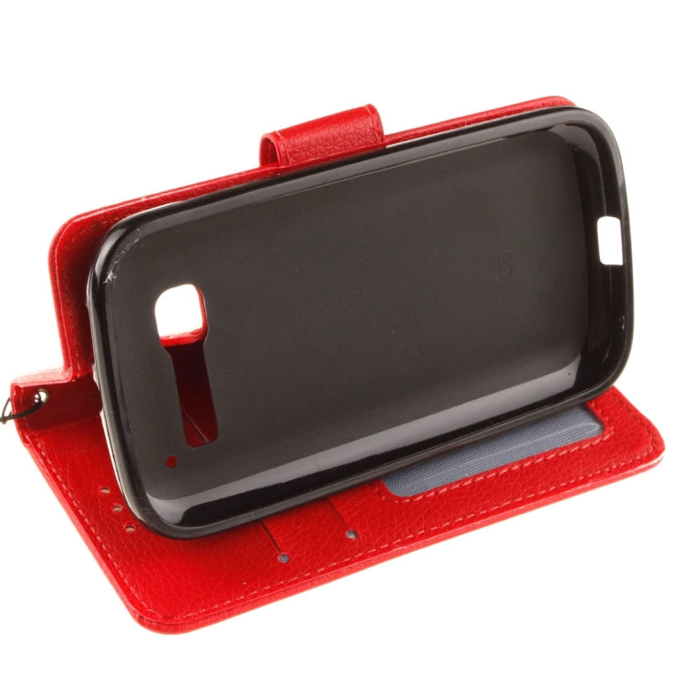 For Alcatel One Touch Pop C5 Litchi Texture Horizontal Flip Leather Case with Magnetic Buckle & Holder & Card Slots & Wallet & Photo Frame & Lanyard