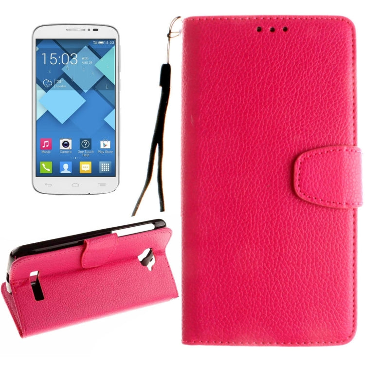 For Alcatel One Touch Pop C7 Litchi Texture Horizontal Flip Leather Case with Magnetic Buckle & Holder & Card Slots & Wallet & Photo Frame & Lanyard