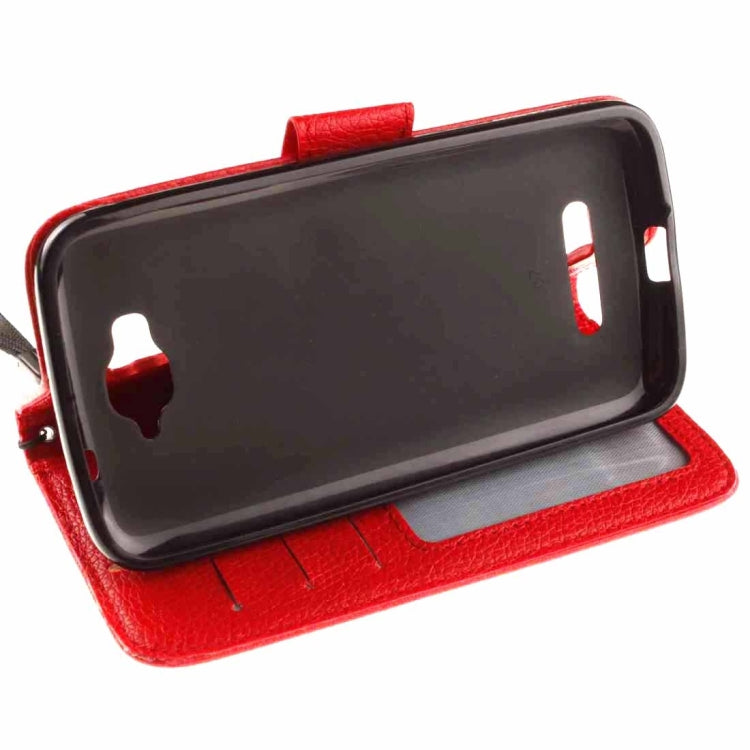 For Alcatel One Touch Pop C7 Litchi Texture Horizontal Flip Leather Case with Magnetic Buckle & Holder & Card Slots & Wallet & Photo Frame & Lanyard