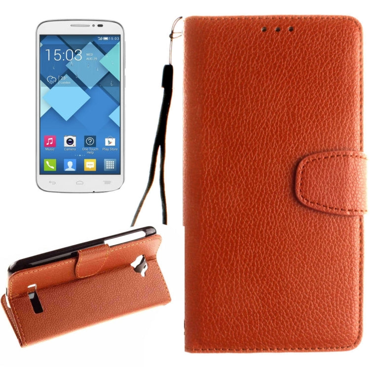 For Alcatel One Touch Pop C7 Litchi Texture Horizontal Flip Leather Case with Magnetic Buckle & Holder & Card Slots & Wallet & Photo Frame & Lanyard