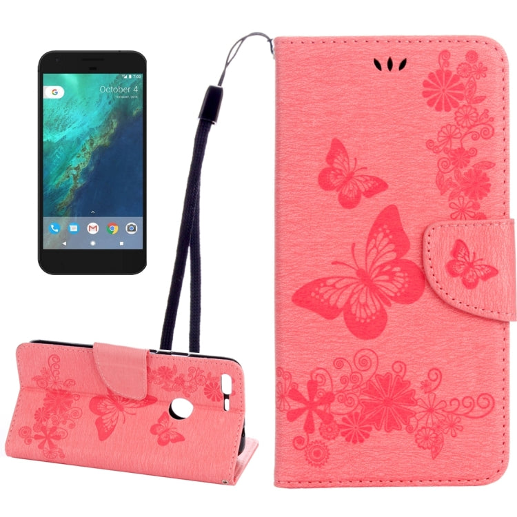 For Google Pixel Butterflies Embossing Horizontal Flip Leather Case with Holder & Card Slots & Wallet & Lanyard