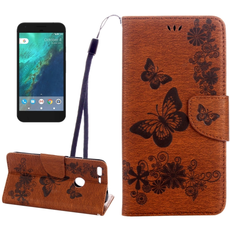 For Google Pixel Butterflies Embossing Horizontal Flip Leather Case with Holder & Card Slots & Wallet & Lanyard