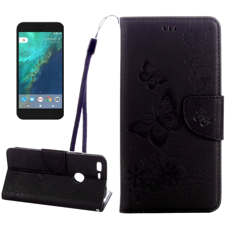 For Google Pixel XL Butterflies Embossing Horizontal Flip Leather Case with Holder & Card Slots & Wallet & Lanyard