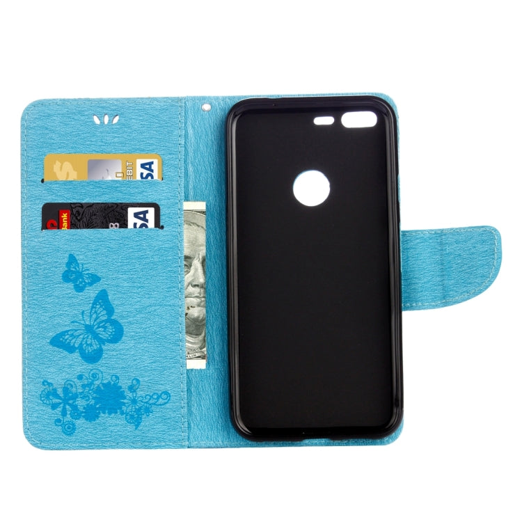 For Google Pixel XL Butterflies Embossing Horizontal Flip Leather Case with Holder & Card Slots & Wallet & Lanyard