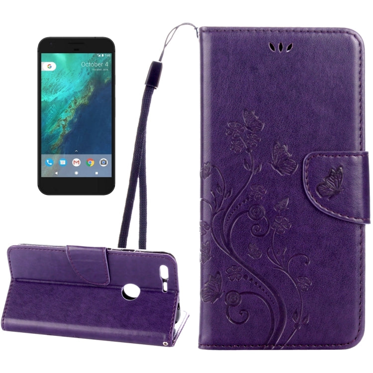 For Google Pixel XL Butterflies Love Flowers Embossing Horizontal Flip Leather Case with Holder & Card Slots & Wallet & Lanyard
