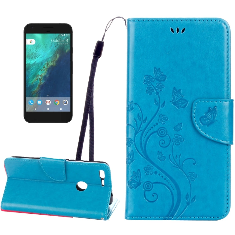 For Google Pixel XL Butterflies Love Flowers Embossing Horizontal Flip Leather Case with Holder & Card Slots & Wallet & Lanyard